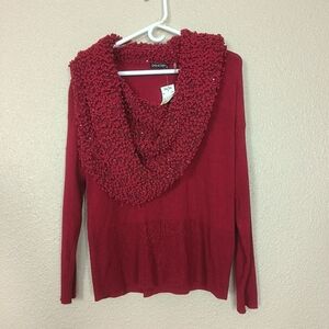 Gaby & Eden Red blouse-style sweater with fallen turtleneck with‎ sequins size L